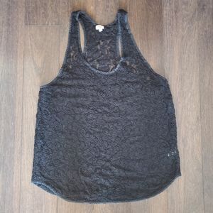 Wilfred Aritzia Madeline Lace Racerback Tank Top Black Size Medium